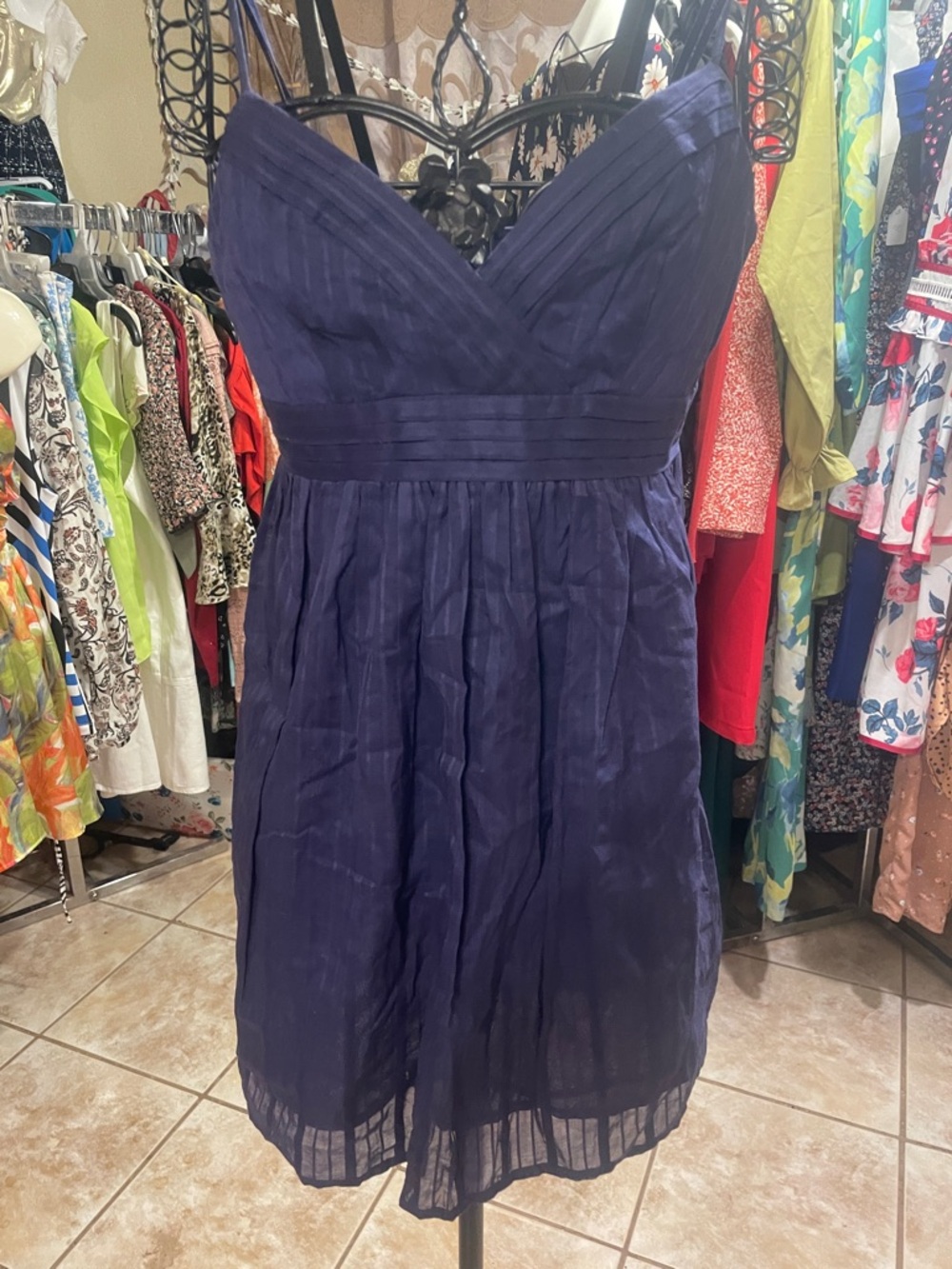 Forever 21 Dark Blue V-Neck Sleeveless Midi Dress